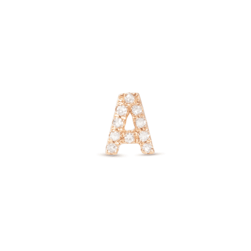 Stone and Strand 14K Yellow Gold All Caps Pave Initial Stud Front A Image