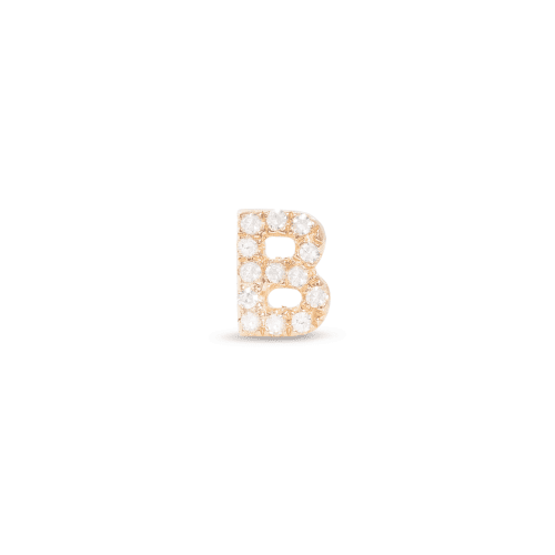 Stone and Strand 14K Yellow Gold All Caps Pave Initial Stud Front B Image