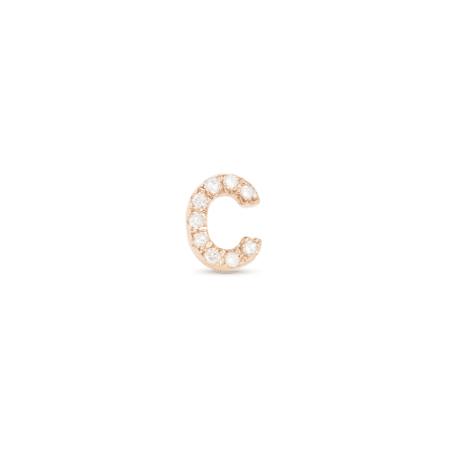 Stone and Strand 14K Yellow Gold All Caps Pave Initial Stud Front C Image