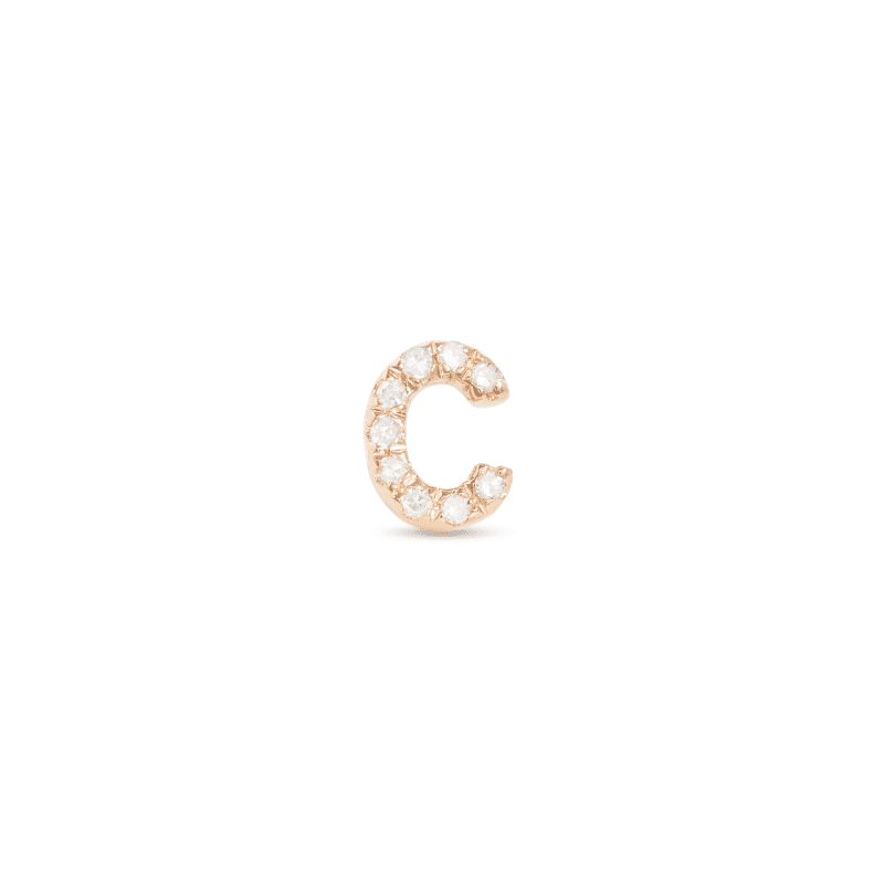 Stone and Strand 14K Yellow Gold All Caps Pave Initial Stud Front C Image