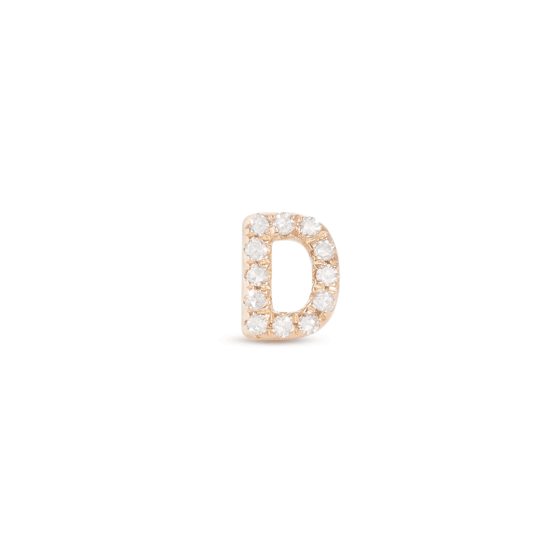 Stone and Strand 14K Yellow Gold All Caps Pave Initial Stud Front D Image