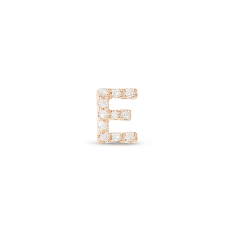 Stone and Strand 14K Yellow Gold All Caps Pave Initial Stud Front E Image