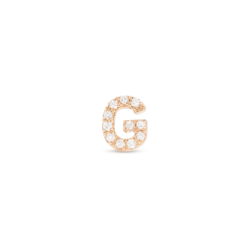 Stone and Strand 14K Yellow Gold All Caps Pave Initial Stud Front G Image