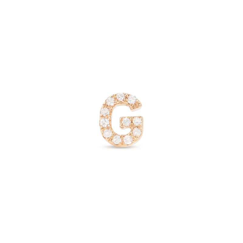 Stone and Strand 14K Yellow Gold All Caps Pave Initial Stud Front G Image