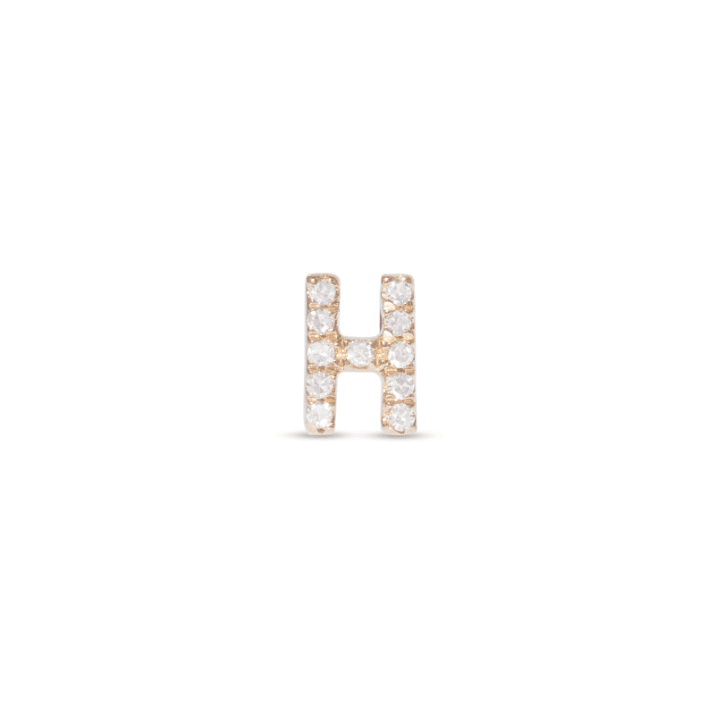 Stone and Strand 14K Yellow Gold All Caps Pave Initial Stud Front H Image