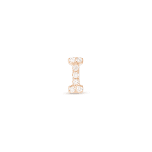 Stone and Strand 14K Yellow Gold All Caps Pave Initial Stud Front I Image