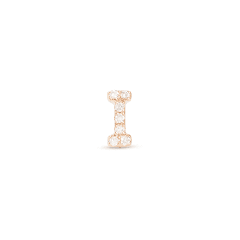 Stone and Strand 14K Yellow Gold All Caps Pave Initial Stud Front I Image