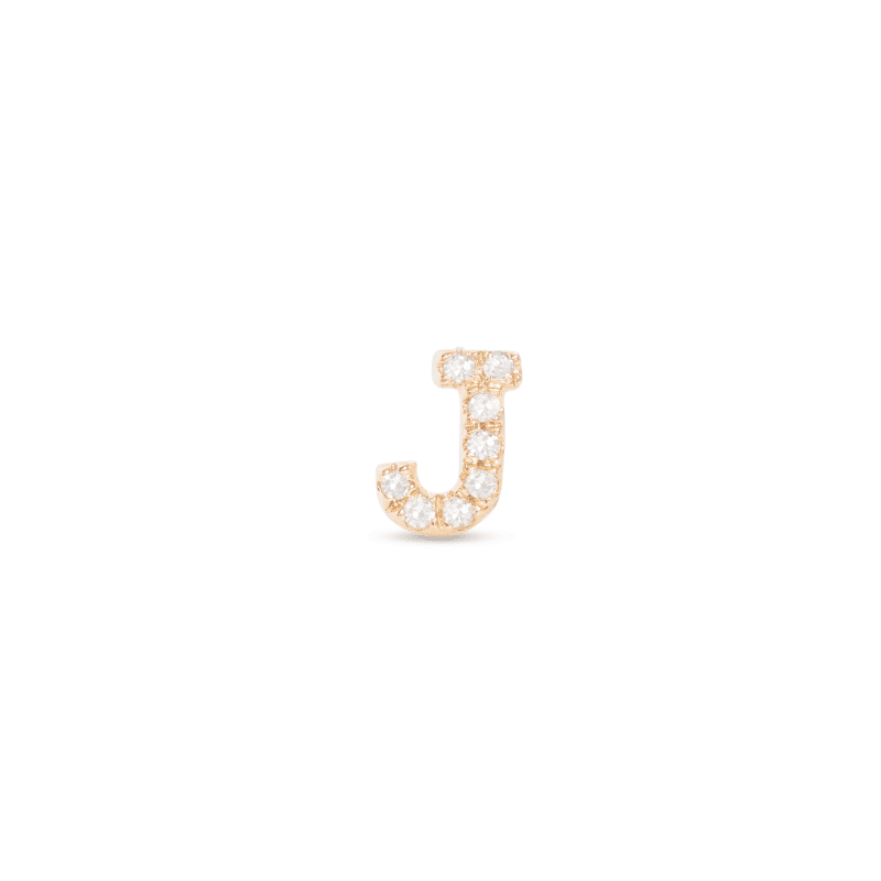 Stone and Strand 14K Yellow Gold All Caps Pave Initial Stud Front J Image