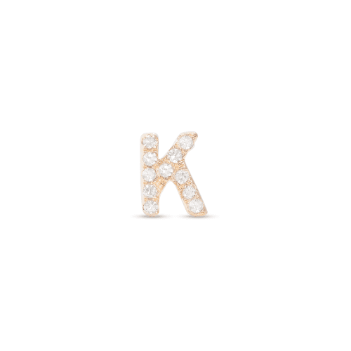 Stone and Strand 14K Yellow Gold All Caps Pave Initial Stud Front K Image