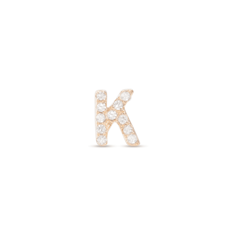 Stone and Strand 14K Yellow Gold All Caps Pave Initial Stud Front K Image