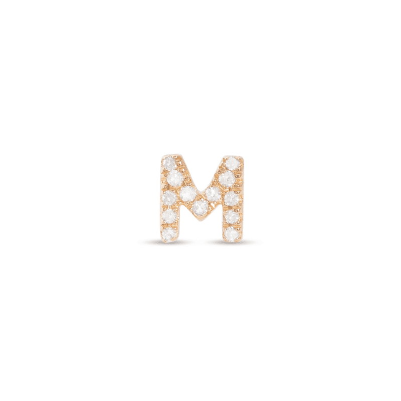 Stone and Strand 14K Yellow Gold All Caps Pave Initial Stud Front M Image