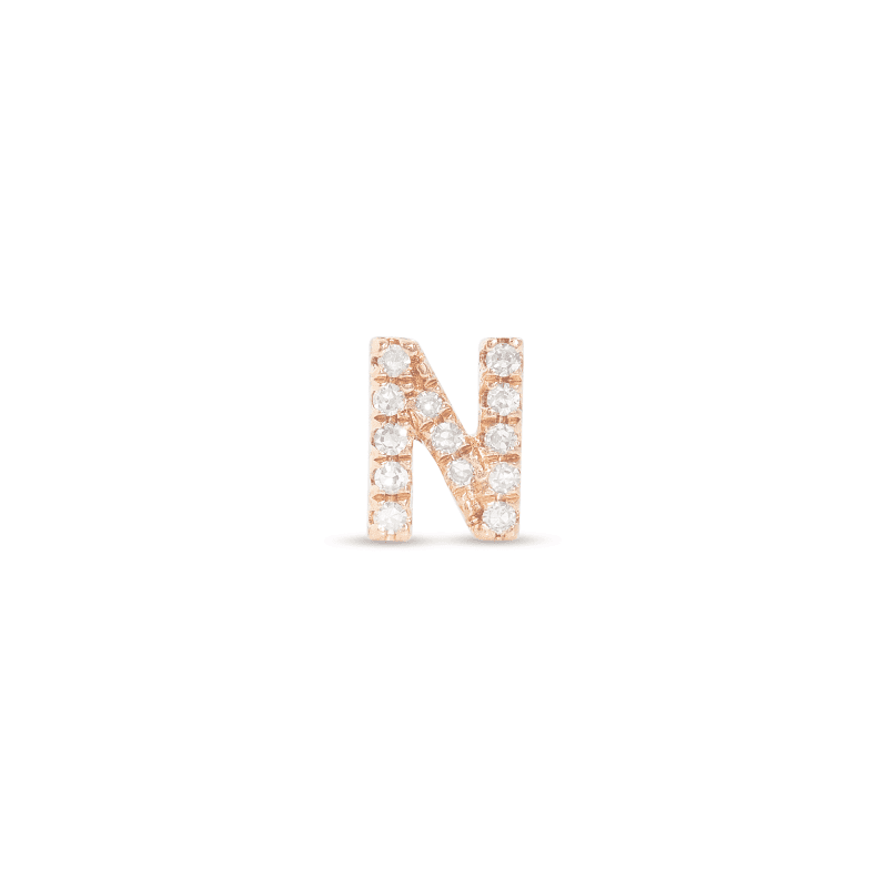 Stone and Strand 14K Yellow Gold All Caps Pave Initial Stud Front N Image