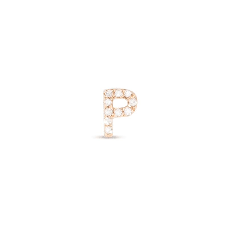 Stone and Strand 14K Yellow Gold All Caps Pave Initial Stud Front P Image