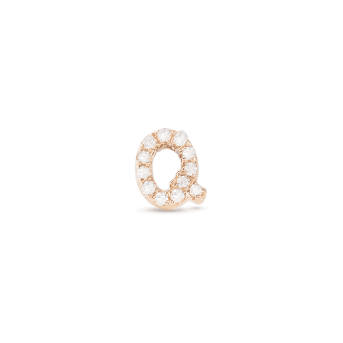 Stone and Strand 14K Yellow Gold All Caps Pave Initial Stud Front Q Image