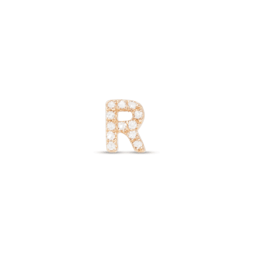 Stone and Strand 14K Yellow Gold All Caps Pave Initial Stud Front R Image