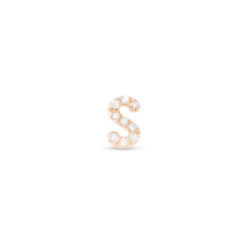 Stone and Strand 14K Yellow Gold All Caps Pave Initial Stud Front S Image