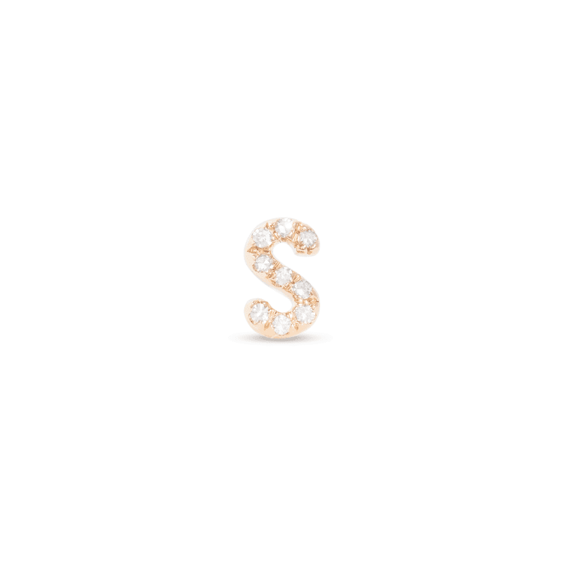 Stone and Strand 14K Yellow Gold All Caps Pave Initial Stud Front S Image