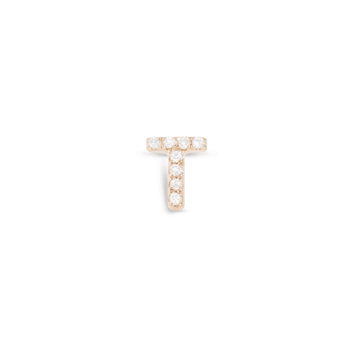 Stone and Strand 14K Yellow Gold All Caps Pave Initial Stud Front T Image