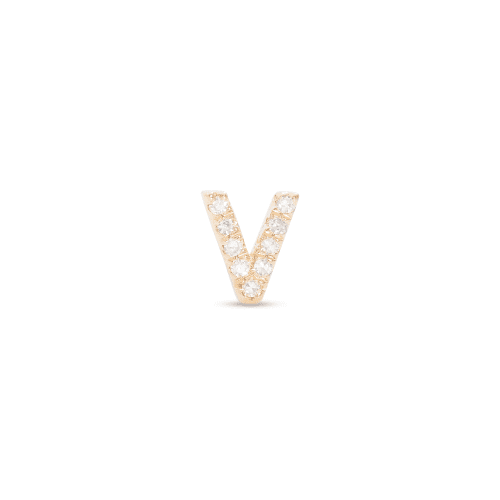 Stone and Strand 14K Yellow Gold All Caps Pave Initial Stud Front V Image