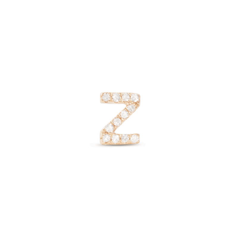 Stone and Strand 14K Yellow Gold All Caps Pave Initial Stud Front Z Image