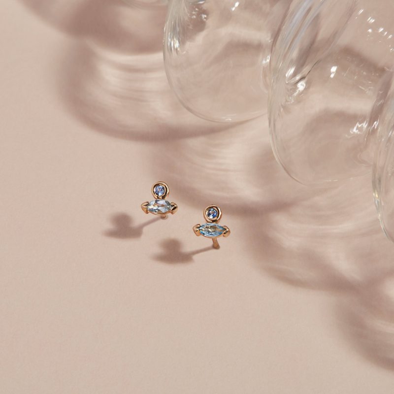 AQUAMARINE AND SAPPHIRE STUDS EDITORIAL