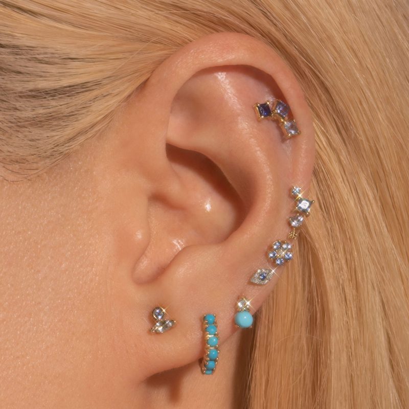 AQUAMARINE AND SAPPHIRE STUDS WEAR IT WITH