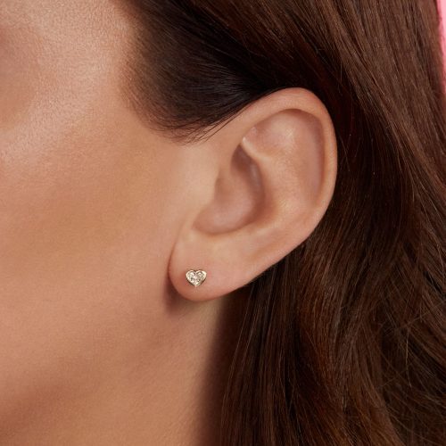 BABY HEART DIAMOND STUDS ON BODY