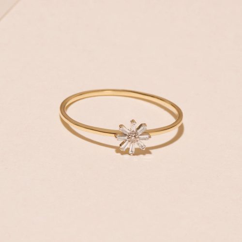 BAGUETTE DIAMOND FLOWER RING EDITORIAL