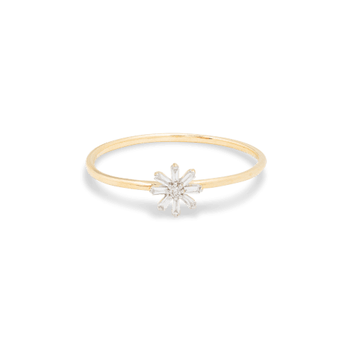 Baguette Diamond Flower Ring