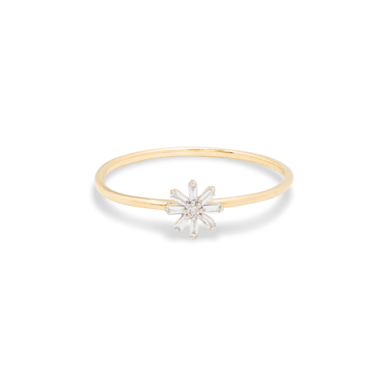 Baguette Diamond Flower Ring