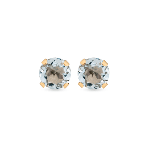 Stone and Strand 14K Yellow Gold Tiny Aquamarine Birthstone Earrings Front Image