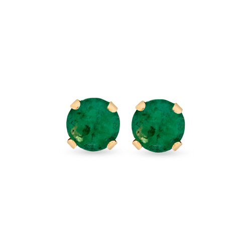 Stone and Strand 14K Yellow Gold Tiny Emerald Birthstone Earrings Front Image