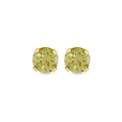 Stone and Strand 14K Yellow Gold Tiny Peridot Birthstone Earrings Front Image