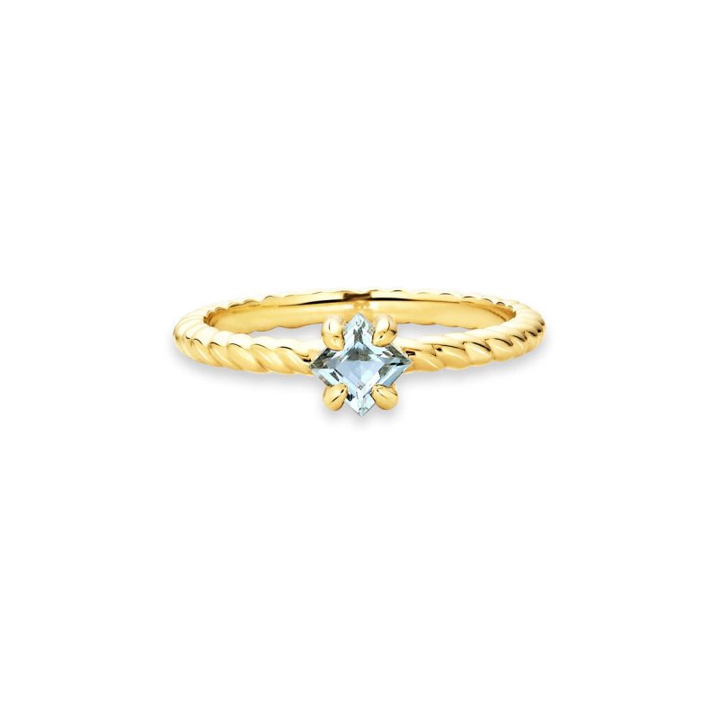 Stone and Strand 10K Yellow Gold Blue Lagoon Aquamarine Ring Front Image