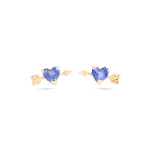 Stone and Strand 10K Yellow Gold Blue Sapphire Valentine Studs Front Image