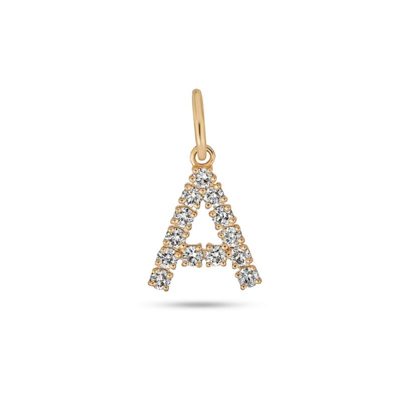 Stone and Strand 14K Yellow Gold Bold Diamond Initial Charm Front Image