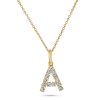 Stone and Strand 14K Yellow Gold Bold Diamond Initial Necklace Close Up Image