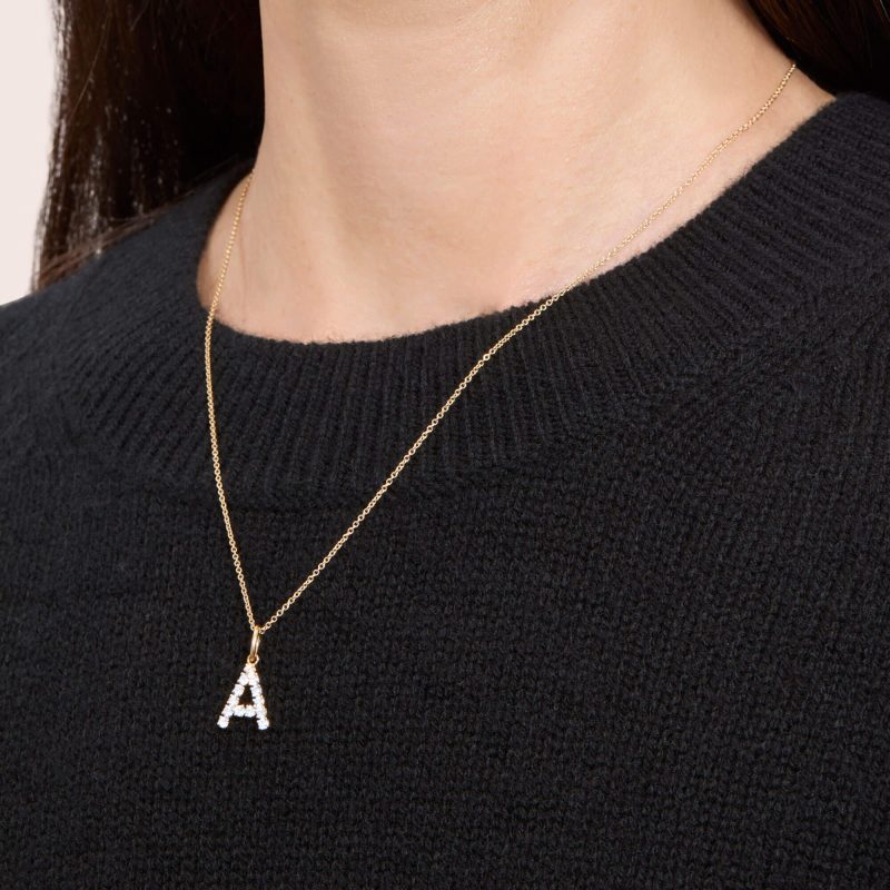 BOLD DIAMOND INITIAL NECKLACE ON BODY