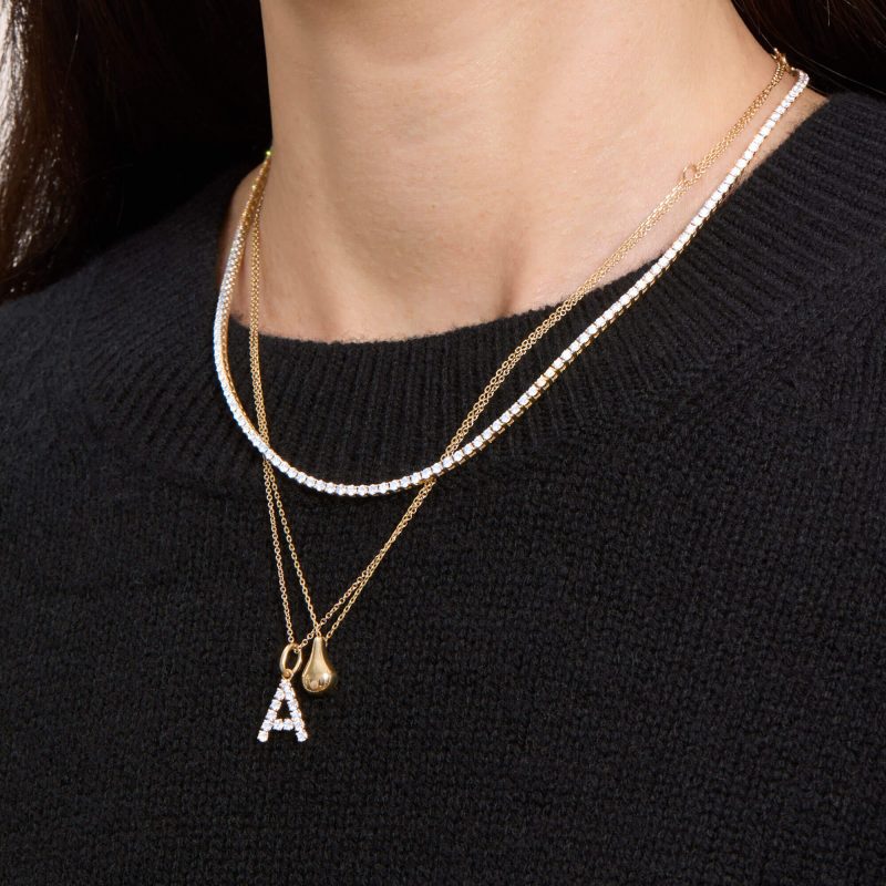 BOLD DIAMOND INITIAL NECKLACE WEAR IT WITH