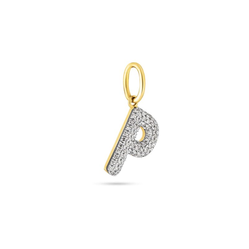 BOLD PAVE INITIAL CHARM SIDE