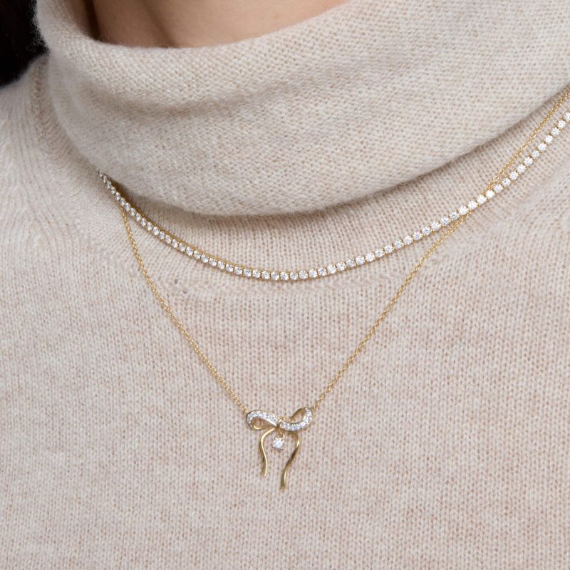 BOW NOUVEAU DIAMOND NECKLACE WEAR IT WITH