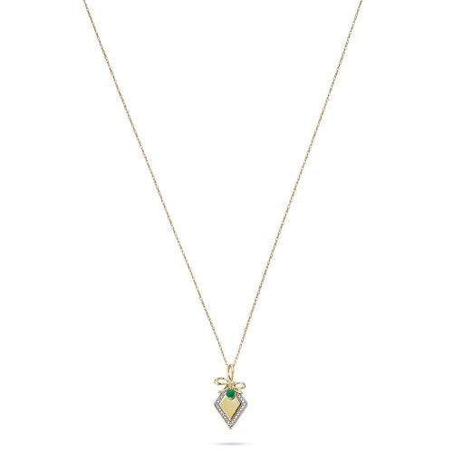 BOW NOUVEAU DIAMOND TAG NECKLACE FRONT 2