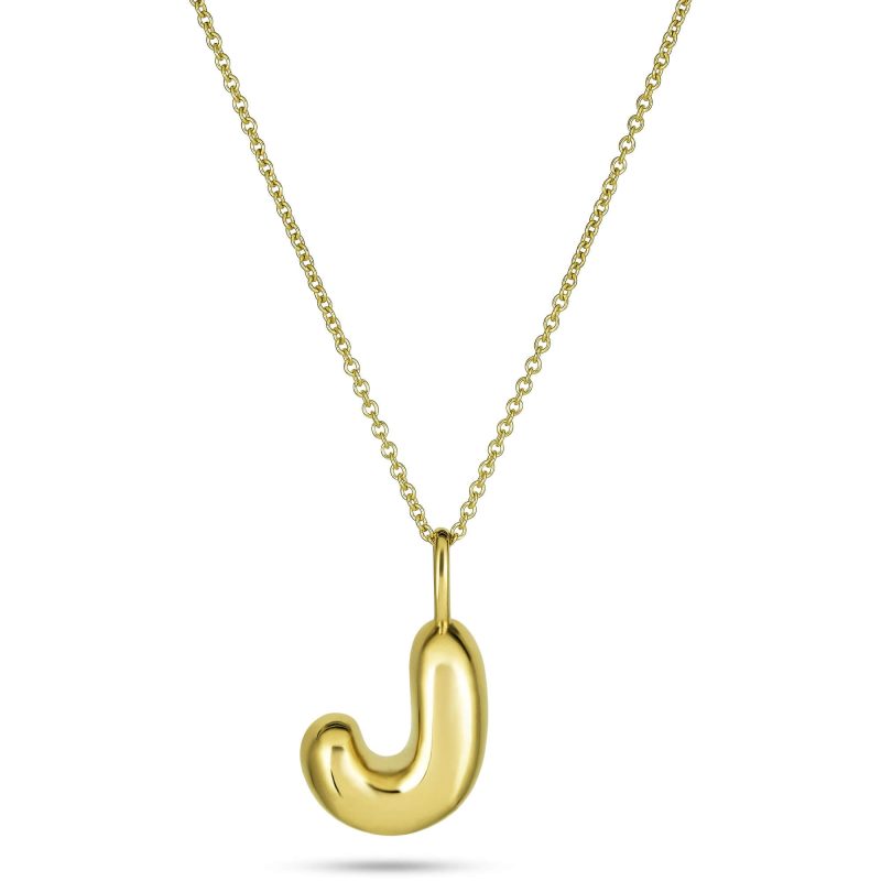 Stone and Strand 14K Yellow Gold Bubble Tea Initial Necklace J Initial Close Up Image