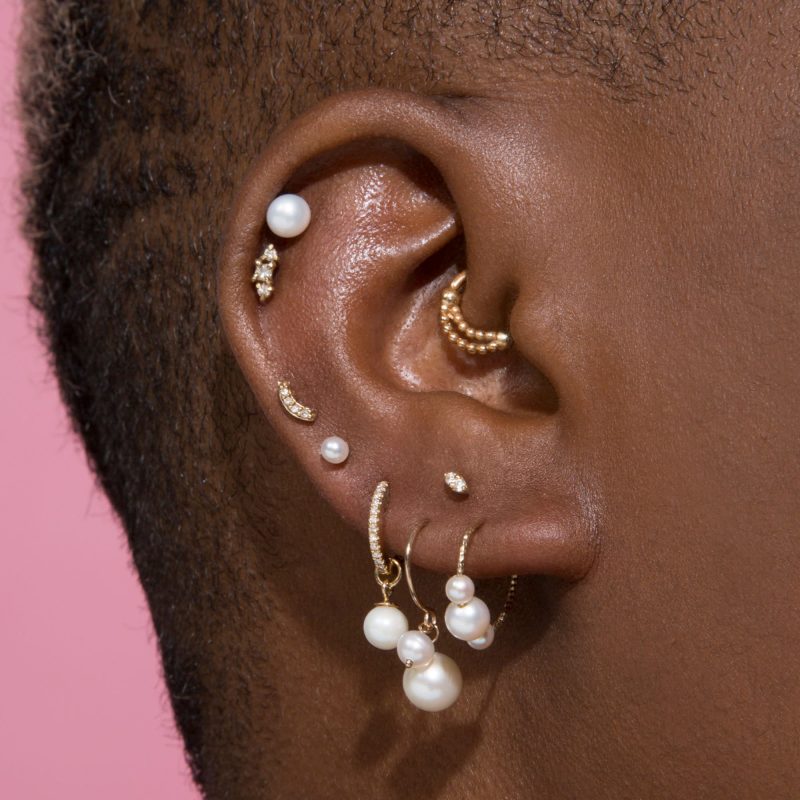 BUDDY PEARL HOOK EARRINGS FULL LOOK