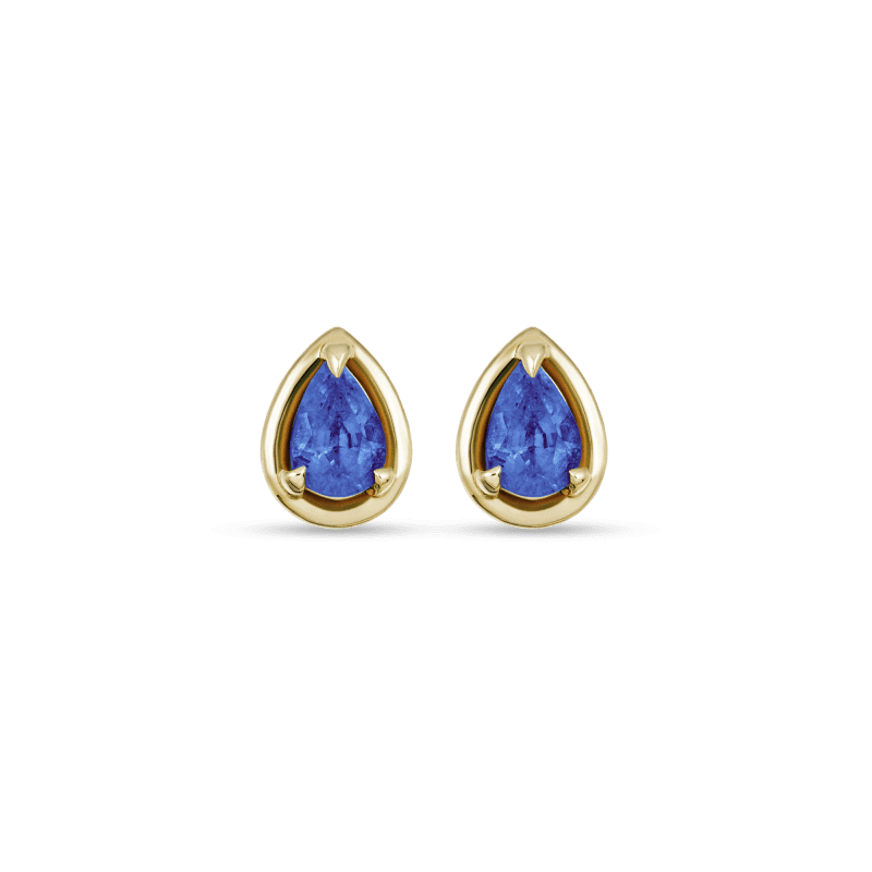 Stone and Strand 14K Yellow Gold Birthstone Pear Bonbon Studs with Blue Sapphire Front Image