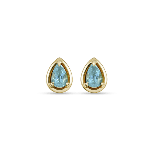 Stone and Strand 14K Yellow Gold Birthstone Pear Bonbon Studs with Blue Topaz Front Image