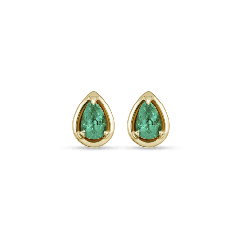 Stone and Strand 14K Yellow Gold Birthstone Pear Bonbon Studs with Emerald Front Image