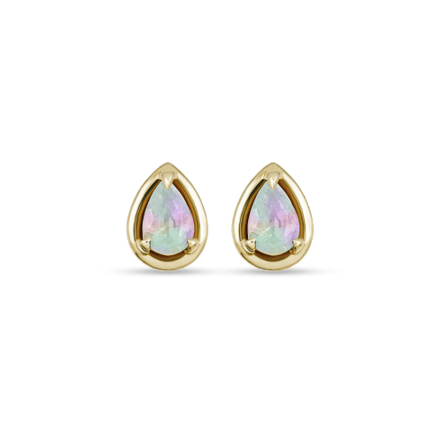 Stone and Strand 14K Yellow Gold Birthstone Pear Bonbon Studs with Moonstone Front Image