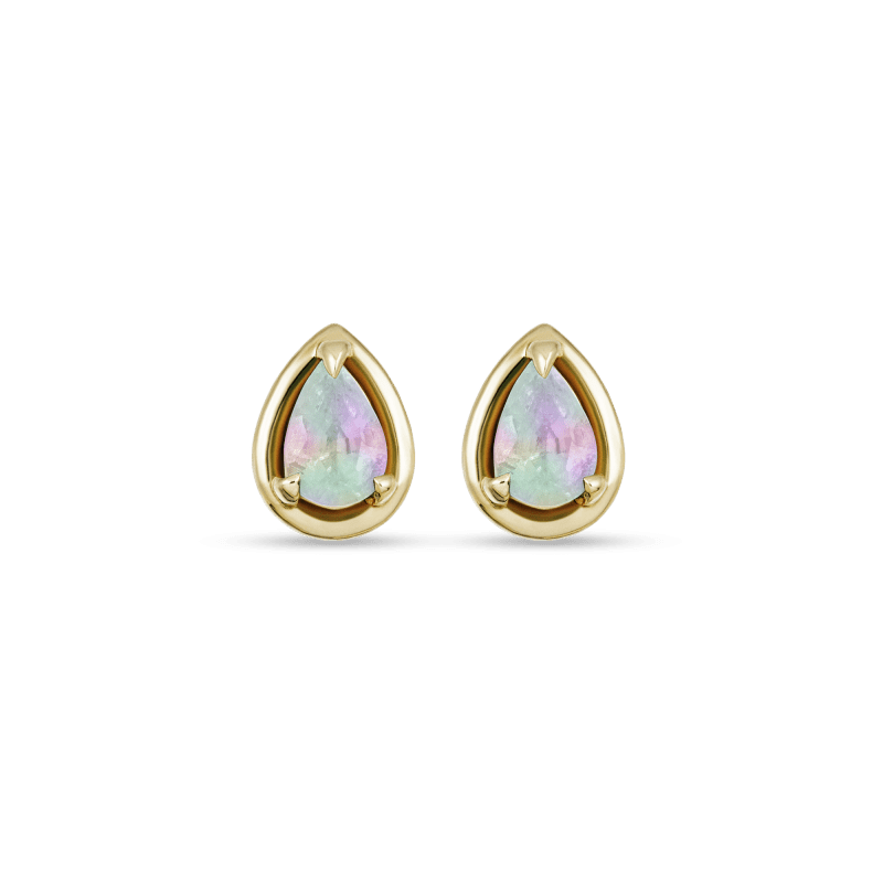 Stone and Strand 14K Yellow Gold Birthstone Pear Bonbon Studs with Moonstone Front Image