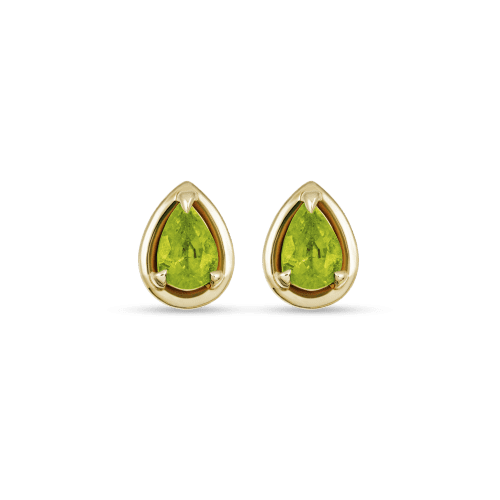 Stone and Strand 14K Yellow Gold Birthstone Pear Bonbon Studs with Peridot Front Image